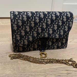 Dior Saddle Pouch Blue Oblique Jacquard